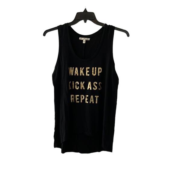 Express Black Wake Up Kick Ass Repeat Tank Top - Picture 1 of 10